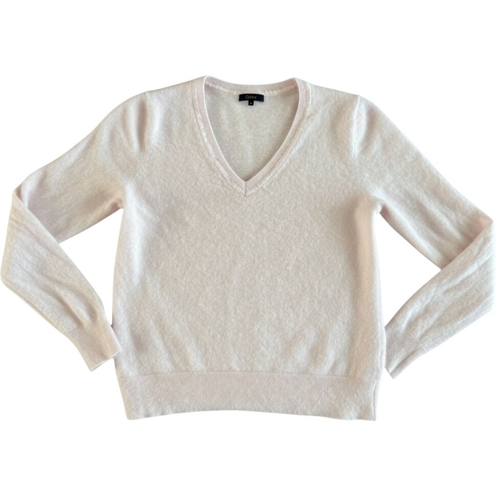 Quince 100% Cashmere V-Neck Sweater Light Baby Pink Women's Size L (Fits M/S)